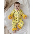 thumbnail image 4 of RUINIXCW Toddler Baby Girl Silk Stain Pajamas Newborn Infant Baby Girls Bee Flower Romper One Piece Spring Fall Sleepwear Fuzzy Trim Long Sleeve Button Up Jumpsuit Homewear, 4 of 9