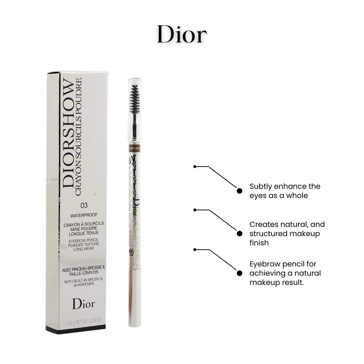 Diorshow Waterproof Crayon Sourcils Poudre - # 03 Brown - 1.19g/0.04oz - image 5 of 5