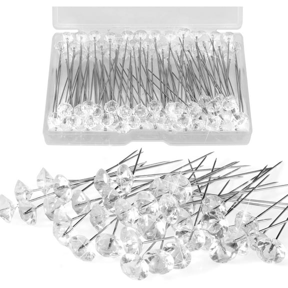 100pcs Diamond Pins for Bouquets, 2.1 Inch Floral Pins,Corsage Pins,Boutonniere Pins, Straight Pins Sewing for Crafts, Pins for Flowers, Flower Pins, Flower Bouquet Accessories, Floral Supplies
