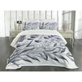 thumbnail image 3 of Ambesonne Lavender Quilted Bedspread Set 3 Pcs, Cloudy Detail Dream Floral, Queen Size, Pale Lilac Purpleblue, 3 of 4