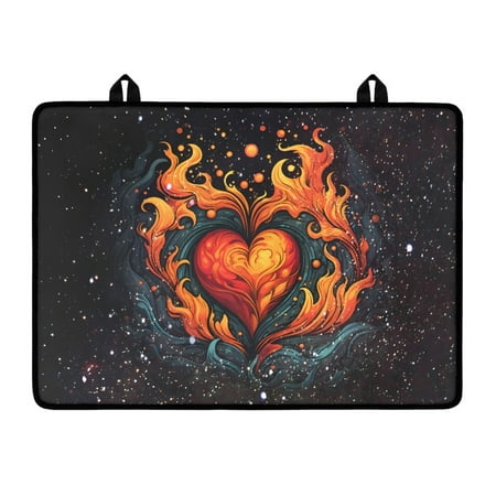 

ZIATUBLE Glass Ceramic Top Stove Cover Washable Foldable Induction Cooktop Protector Mat Electric Stovetop Cover with Non-Slip Rubber Backing 29 x 21 Inch Heart Flame