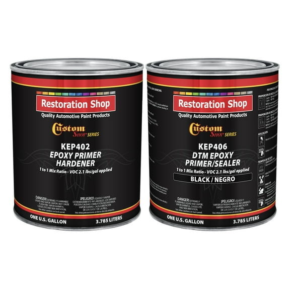 BLACK Epoxy Primer / Sealer 2.1 VOC (2-GALLON KIT) - Anti-Corrosive DTM Direct to Metal Fast Dry Primer