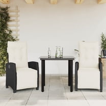 vidaXL 3 Piece Patio Dining Set with Cushions Black Poly Rattan