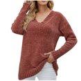 thumbnail image 1 of Suéteres para mujer Suéteres de otoño Cuello redondo Casual Tejido sólido Blusa de manga larga suelta Odeerbi ODB-5, 1 of 8