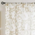 thumbnail image 3 of Exultantex Linen Texture Leaf Botanical Rod Pocket Sheer Curtain,50"W x 84"L,2 Panels,Grey, 3 of 6