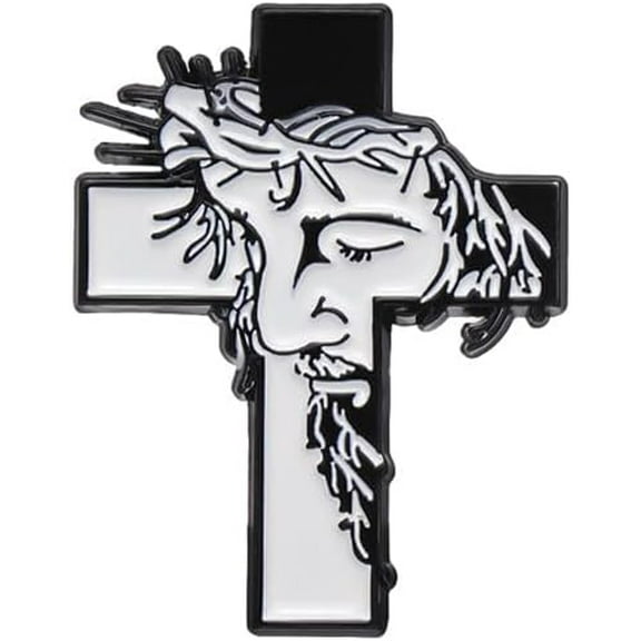 Enamel Cross Pins Thinking Man Black and White Bedge Brooches Pins for Bags Hats Caps Clothes Vest Jackets Brooch Pin Gifts for Friends Families