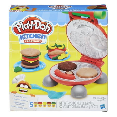 Play-Doh Kitchen Creations Burger Barbecue Food Set with 5 Cans of