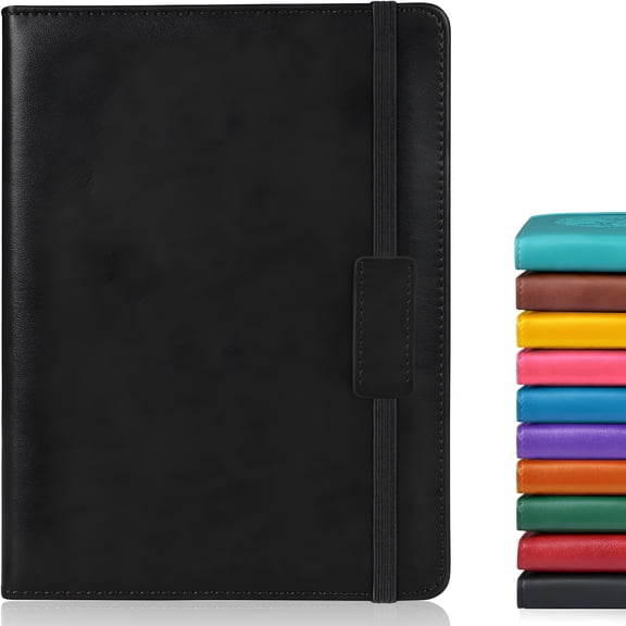 CCOCC Dotted Journal Notebook for Women Men, 160 Pages Hardcover Dot Grid Notebooks for Work, School & Travel, Leather Journals for Writing, Bullet Journaling 5.7"×8.3" (Black)