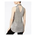thumbnail image 2 of BAR III Womens Silver Slitted Heather Sleeveless Turtle Neck Top Size: S, 2 of 4