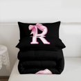 thumbnail image 5 of Erosebridal Pink Bows Alphabet R Queen Comforter Set,Girl Personalized Gifts Bedding Comforter Set For Teens,Reversible Black 3-Piece, 5 of 7