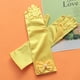 thumbnail image 3 of EeaseMX 1 par de guantes largos de satén con lazo para niña de las flores, para boda, fiesta de noche (amarillo), 3 of 8