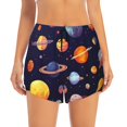 thumbnail image 2 of Gukieu Space Planet Print Women's Sports Shorts with Drawstring Elastic Waistband for Running, Yoga, Fitness-X-Large, 2 of 7