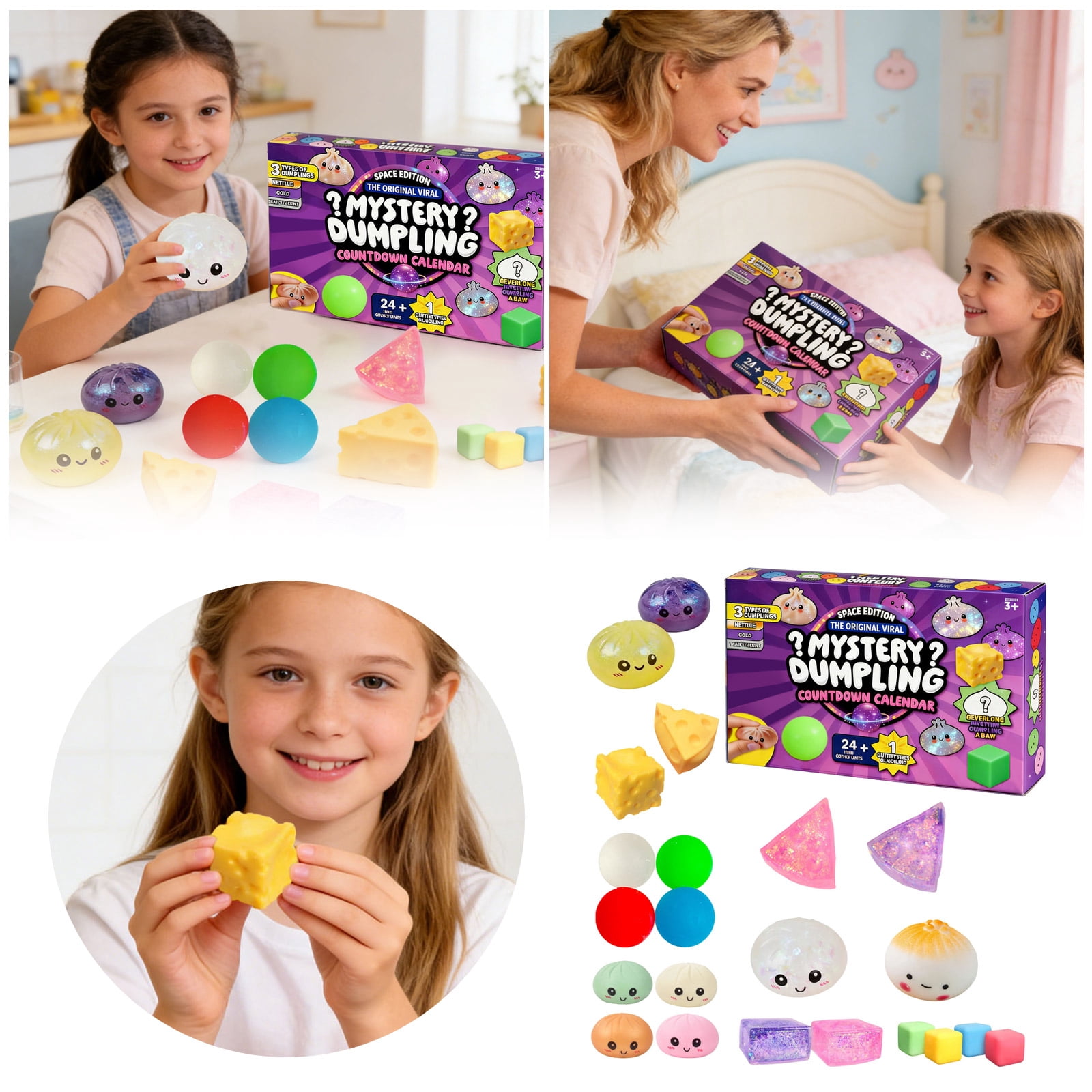 Mystery Dumpling Advent Calendar, 24-Day Countdown Calendar Squishies Toys, Stress Relief & Sensory Fidget Gifts