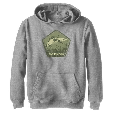 Boy s Mossy Oak Mallard Green Badge Pull Over Hoodie Athletic Heather X Large
