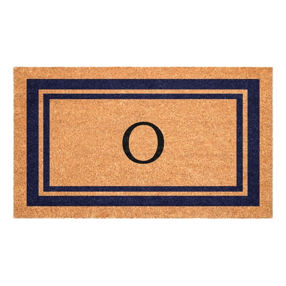 Dark Blue Border Monogram Doormat (Letter O)