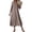 Brown, variant on Tunic Dress For Women A-Line Dress Zipper V-Neck Solid Color Casual 3/4 Sleeve Fall Dress With Pocket