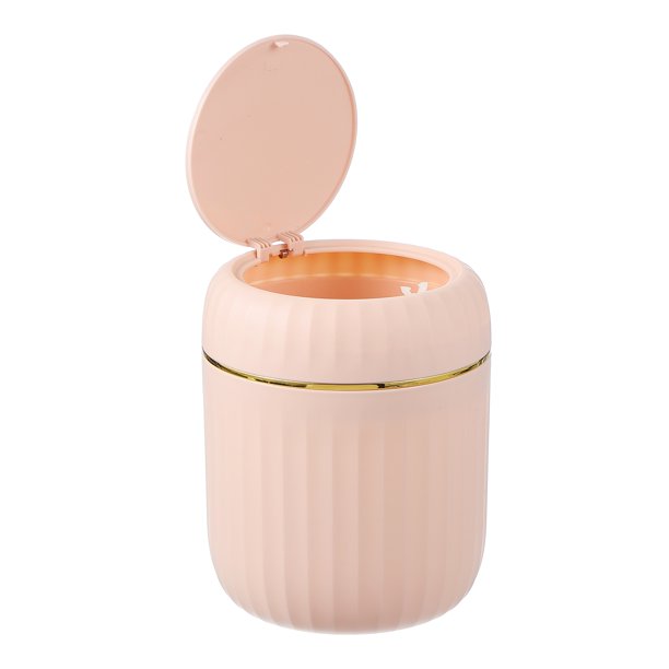 Bote de basura mini Uxcell con tapa, pequeño bote de reciclaje de escritorio, 2.2L rosa