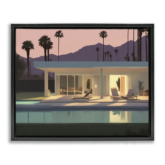 Stupell Industries Summer Pool Reflection Landscape & Nature Painting Black Floater Framed Canvas Art Print Wall Art, 21 x 17