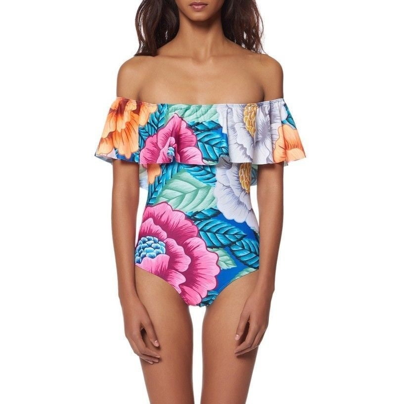 ruffle shoulder bathing suit