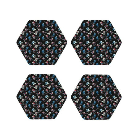 

Lukts Play Hockey Print Leather Drinks Coasters Set of 4 Suitable or Drinks Furniture Protection and Easy Clean up-Hexagon