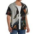 thumbnail image 2 of Uemuo Fantasy Wizard Dog Art Pattern Cotton Linen Short Sleeve Shirts,Casual Lightweight Button Down Shirts,Vacation Beach Summer Tops-3X-Large, 2 of 7
