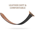 thumbnail image 3 of BANDOVA Slim Genuine Leather Band Compatible with Apple Watch, Women's Thin Replacement Strap, Black with Rose Gold, 38/40/41mm, 3 of 7