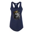 thumbnail image 2 of Wild Bobby, King Lion with Gold Crown Art, Animal Lover, Women Racerback Tank Top, Navy, X-Large, 2 of 4