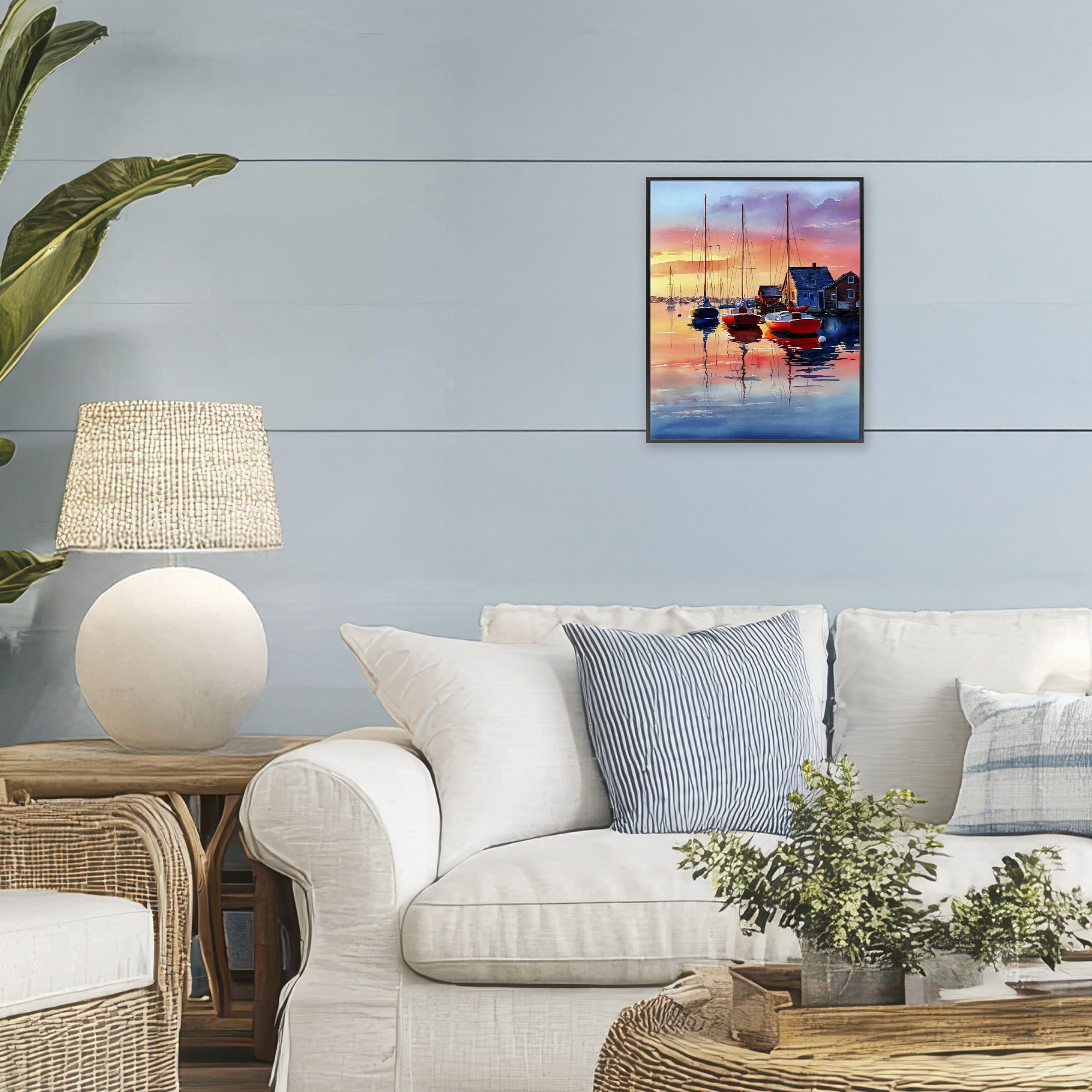 Stupell Industries Vivid Sunset at Docks Black Framed Giclee Art, design by Franklyn Gregory