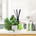 thumbnail image 5 of Juego de 3 plantas suculentas en macetas pequeñas, decoración de arreglos, plantas suculentas falsas verdes surtidas en macetas de madera rústicas para el baño de la sala de estar del hogar, 5 of 5