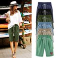thumbnail image 4 of Bermudas Para Mujer Estampado de Bandera Estampado de Cinco Puntos Pantalones de Lino de Algodón de Gran Tamaño Pantalones Casuales Odeerbi ODB166377, 4 of 4