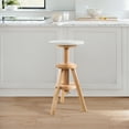 thumbnail image 3 of eHemco Swivel Solid Wood Adjustable Bar Stool, 18.9 to 25.2 Inches, Natural Base with White Top, 3 of 7