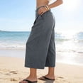 thumbnail image 3 of Tqcoqu Cargo Capris for Women,High Waist Wide Leg Pants,Casual Pleated Front Culottes with Pockets,Gray,Women's S-XXXL, 3 of 9
