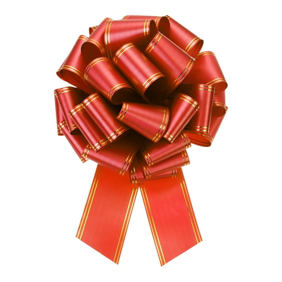 16 Inch Giant Large Pull Bow Big Metallic Car Bows Ribbon with Gold Edge for Gift Christmas, Red