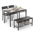 thumbnail image 4 of Kitchen Table Set for 4, Lofka Dining Table Set with MDF Bench, Chair and Storage Rack for Small Spaces|Studio|Kitchen, Black, 4 of 8