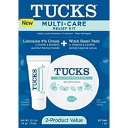 6 Pack Tucks Multi-Care Relief Kit Lidocain 5% Cream and Witch Hazel Pads