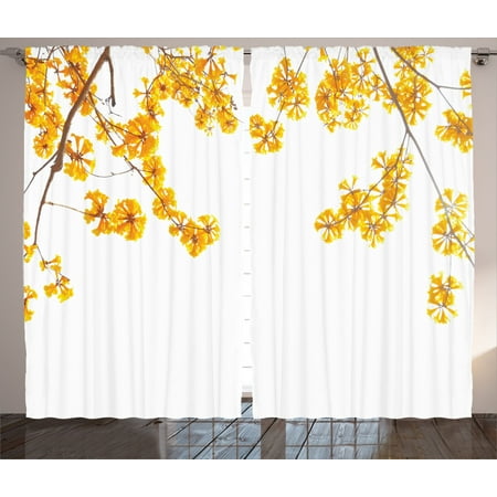 Fall Decor Curtains 2 Panels Set Flower Tree Branches Bloom