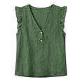 thumbnail image 4 of Karight Cotton Linen Tank Tops for Women V Neck Ruffle Sleeveless Gauze Shirts Flowy Boho Blouses Summer Dressy Casual Camisole, 4 of 8