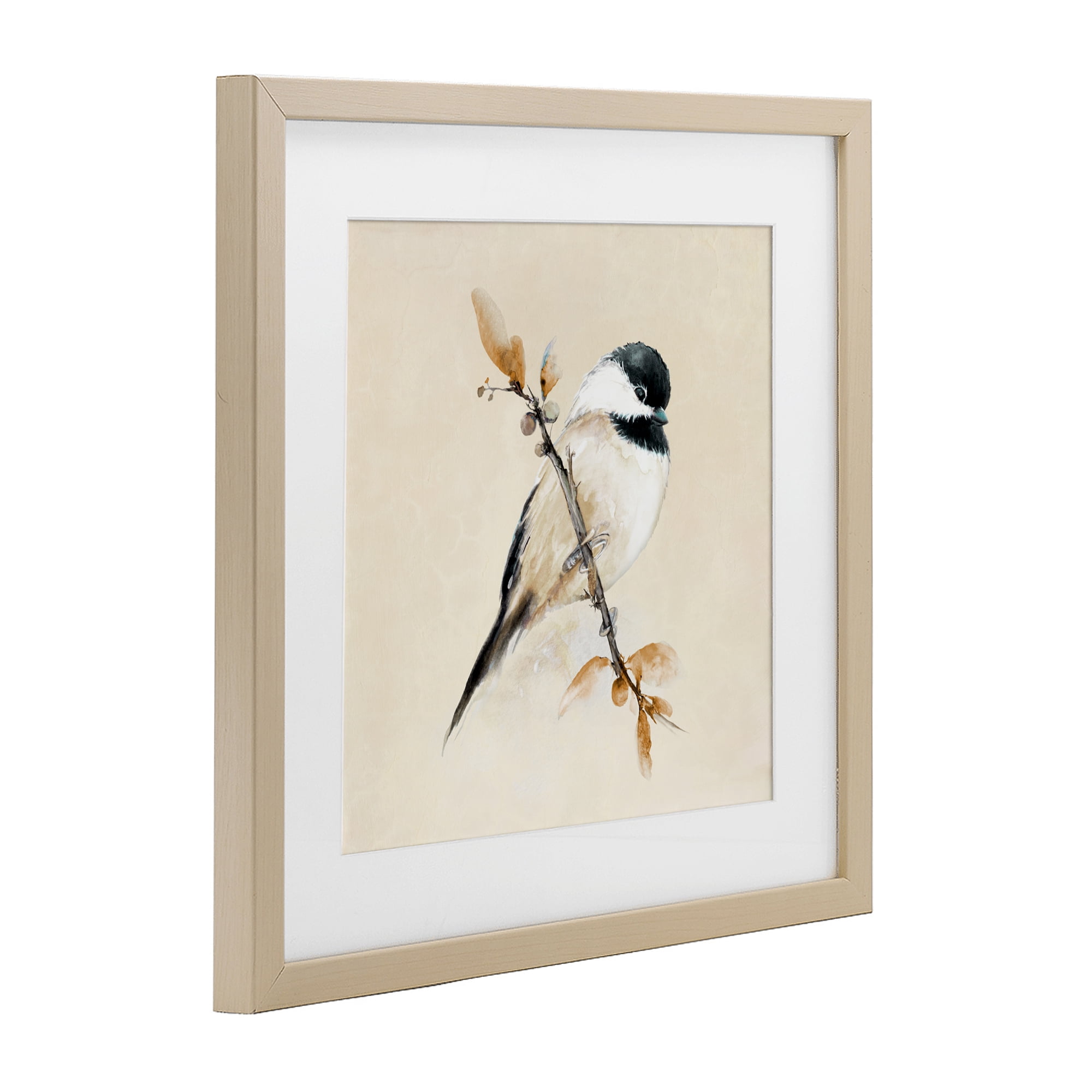 Stupell Industries Muted Watercolor Chickadee Birch Framed Print Under Glass, design by Diannart
