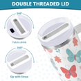 thumbnail image 5 of 30 oz Tumbler With Handle Stainless Steel Insulated Tumbler With Lid for Car Cup Holder Spring Butterflies and Flowers, 5 of 9