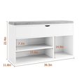 thumbnail image 2 of Simzone Storage Bench with Comfortable Padded Cushion Seat with 2-Tier Shoe Storage Organizer for Entryway and Living Room in White, 2 of 6
