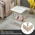 thumbnail image 1 of Posh Vivant Quinton Fin Table Or Blanc Faux Marbre Matériel Magazine Titulaire, 1 of 10