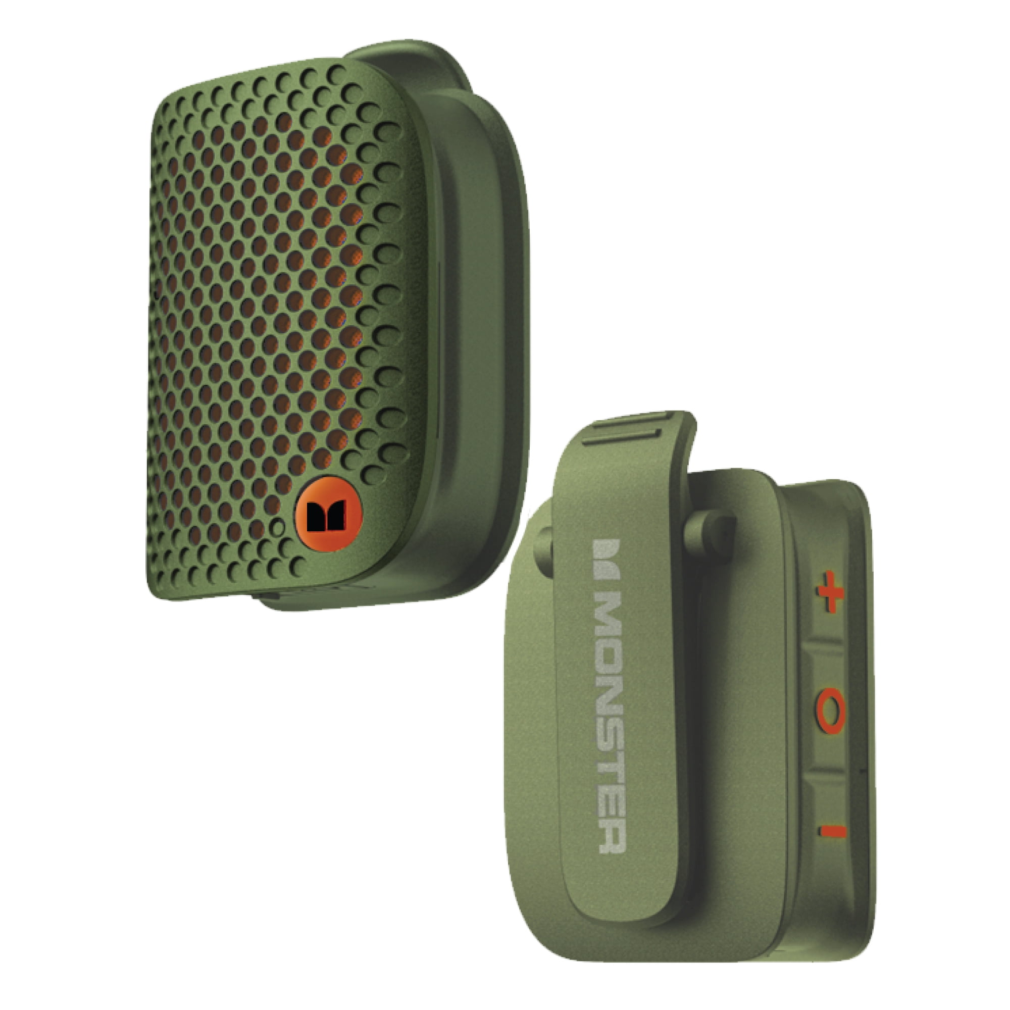 Monster Wearable Clip-On Portable Bluetooth Speaker, Rechargeable Wireless Speaker, Green