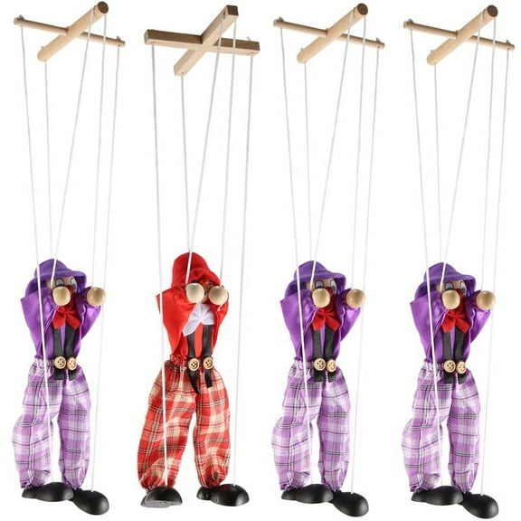 4 Packs Clown Toys Pull String Puppet Kid for Parent Child Interactive Kids Best Gift