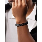 ChainsProMax Bracelet Men Black Chain Stainless Steel Bike Chain Bracelet 14MM 21CM Chunky Fashion Jewelry Gift for Dad Son