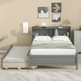 thumbnail image 3 of Full Bed with Bookcase,Twin Trundle,Drawers,Grey, 3 of 5
