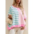 thumbnail image 3 of Camiseta KevaMolly Oversized para mujer de manga corta azul rosa S, 3 of 6
