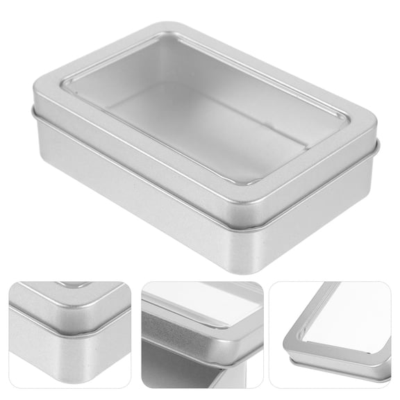 Supvox Tin Box Container Rectangle Travel Case with Dust , Empty Storage Box for Birthday , 1 Set