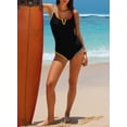 thumbnail image 5 of DOKOTOO Women's One Piece Swimsuit Tummy Control V Neck Color Block Adjustable Straps Bathing Suit, 5 of 12