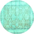 thumbnail image 1 of Ahgly Company Indoor Round Oriental Turquoise Blue Traditional Area Rugs, 4' Round, 1 of 4