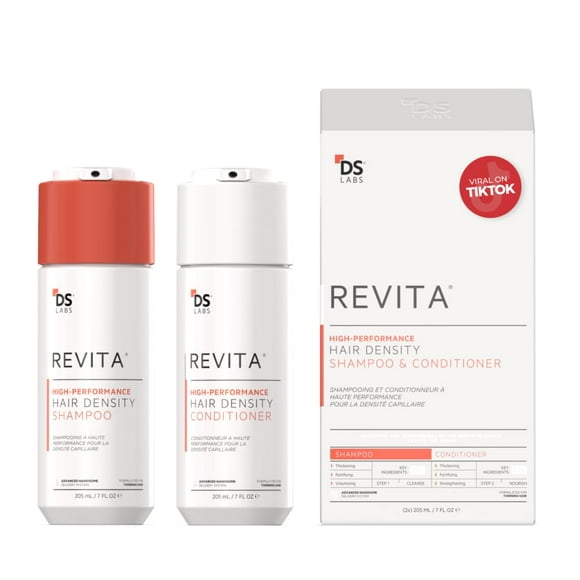 DS Labs Revita Shampoo and Conditioner Set, Hair Thickening Shampoo and Conditioner to Support Hair Growth, Sulfate Free Shampoo and Conditioner with Biotin, Caffeine &